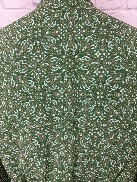 Lark + Grey green floral print midi dress handkerchief hem size L - Picture 6 of 7